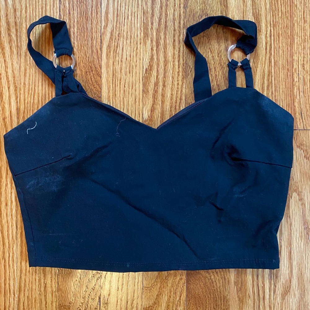 Black crop top to pair with a high skirt